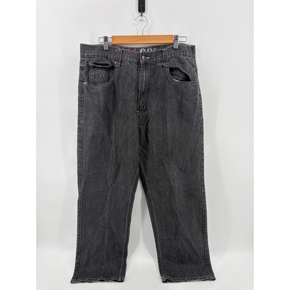 Red Ape, Vintage Black Denim Jeans, Embellished Back Pockets, Men's 38